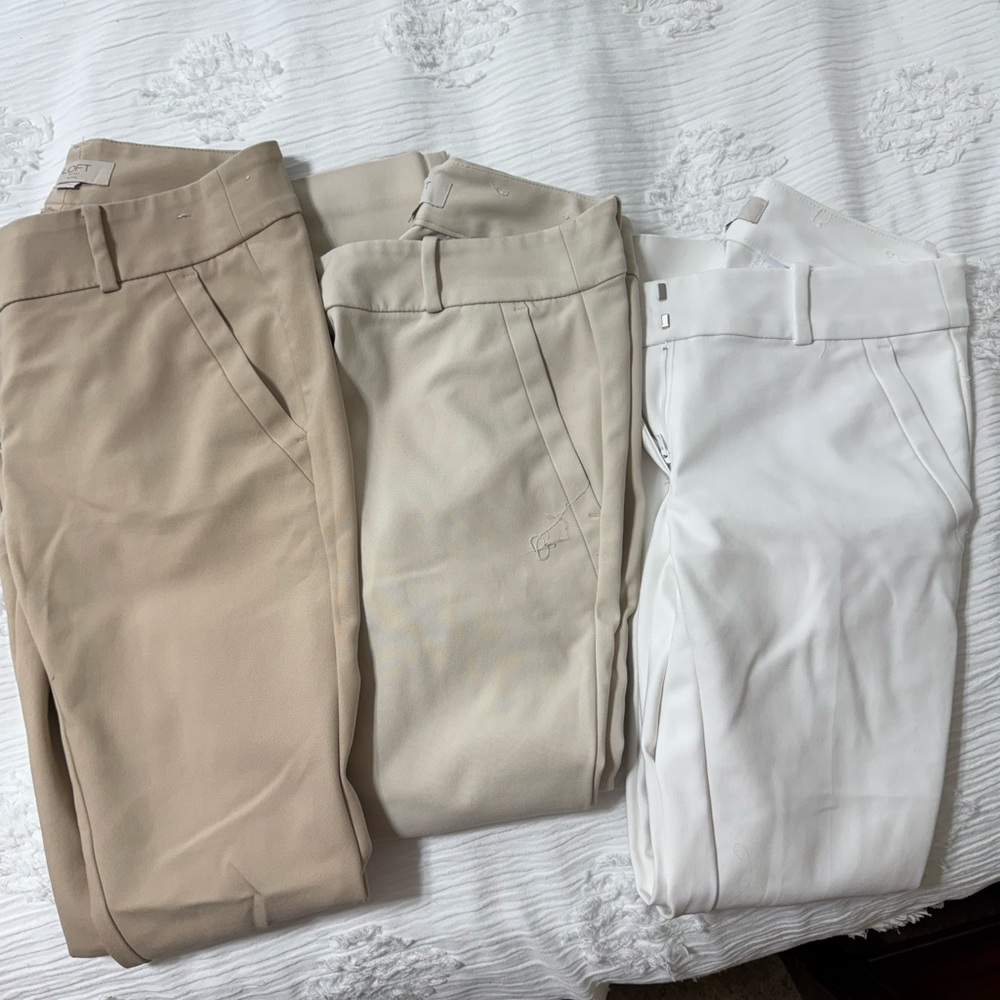 Women’s Modern Skinny Ankle Pants 3 pairs - Beige, Cream, and White